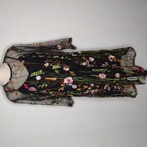 Preloved YOINS Women's Black Floral/Sheer Two Piece Dress Size Large